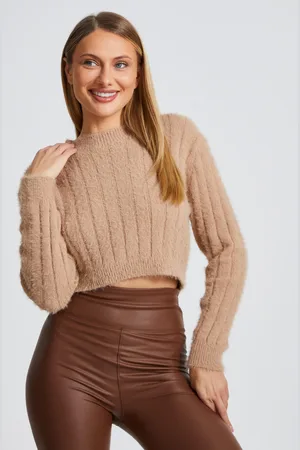 Quiz Womens Knitted Cropped Jumper - Size Small