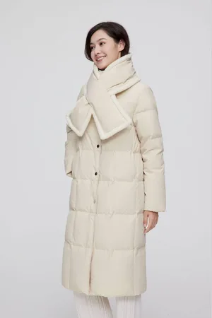 Bosideng Womens Long Down Jacket With detachable scarf - - Size 16 UK