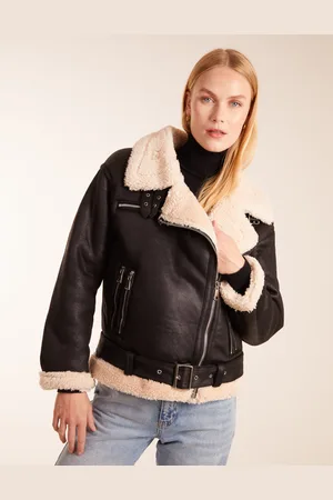 Blue Vanilla Womens Shearling Aviator Jacket - - Size 8 UK