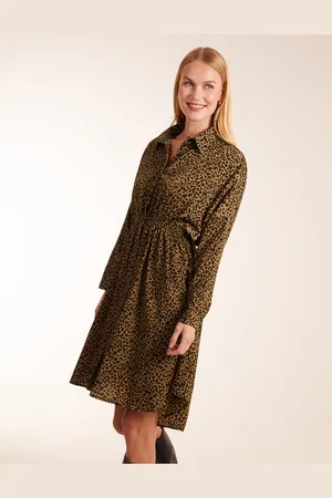 Blue Vanilla Womens Leopard Shirt Dress - - Size Small