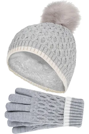 Heat Holders Girls Thermal Insulated Pom Pom Bobble Beanie Hat and Gloves