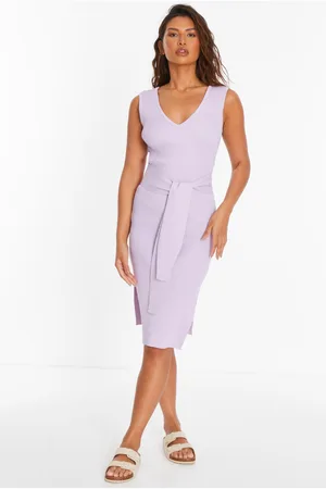 Quiz Womens Knit Tie Belt Bodycon Midi Dress viscose - Size Large