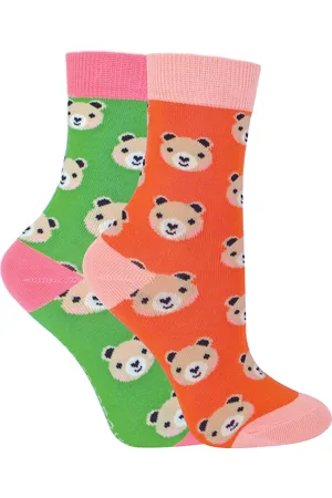 Miss Sparrow 2 Pack Girls Bamboo Animal Patterned Socks - Bears - Cotton - Size 2-3Y