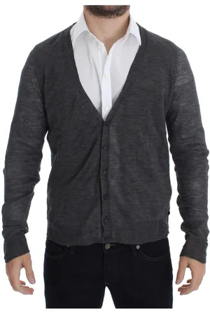 Costume National Mens Gray Wool Button Cardigan Sweater - material_wool1 - Size IT 50 (Mens)