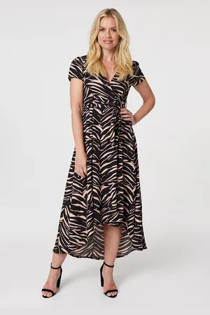 Izabel London Womens Multi Printed High Low Dress viscose - Size 10 UK