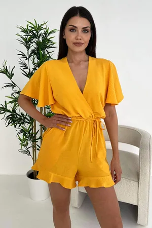 Ax Paris Womens Butterfly Sleeve Wrap Top Tie Waist Playsuit - Size 10 UK