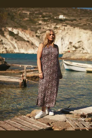Live Unlimited London Womens Multi Ditsy Jersey Sleeveless Maxi Dress - - Size 16 UK