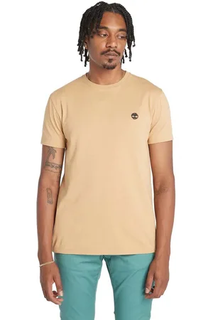 Timberland Mens Oyster River Logo Short Sleeve T-Shirt in Wheat - Cotton - Size Large