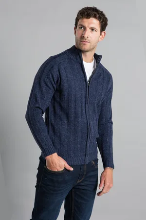 Kensington Eastside Mens Zip-Through Funnel Neck Ribbed Cardigan - Size X-Large