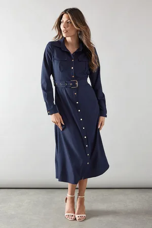 wallis Womens Heavy Crepe Stud Detail Utility Dress - - Size 18 UK