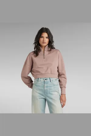 G-Star Womens G-Star RAW Cropped Half Zip Loose Sweater - Cotton - Size X-Large