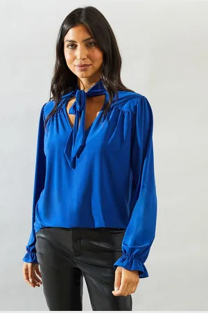 wallis Womens Bubble Hem Tie Neck Jersey Top - - Size 14 UK