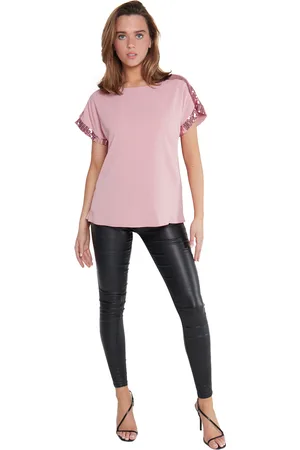 Gini London Womens Sequin Trim Loose Fit Top - - Size Small/Medium