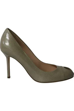 Sergio Rossi Pre-owned Womens Peep-Toe High Heel Pumps in Sage Leather - Size EU 38