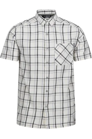 Regatta Mens Mindano VIII Checked Short-Sleeved Shirt (Silver /Ash/White/Marshmallow) - Size Medium