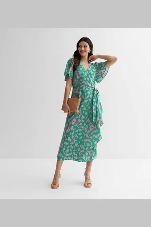Gini London Womens Abstract Print Belted Wrap Dress - - Size 8 UK
