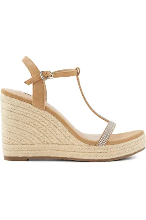 Dune Womens Ladies Kitten - Diamante Wedge Sandals - Leather (archived) - Size UK 3