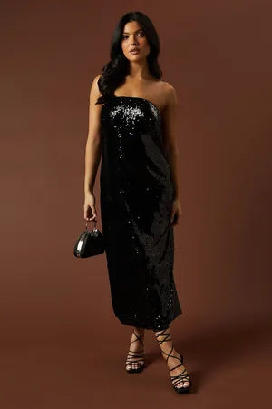 Oasis Womens Occasion Clear Sequin Bandeau Maxi Dress - - Size 12 UK