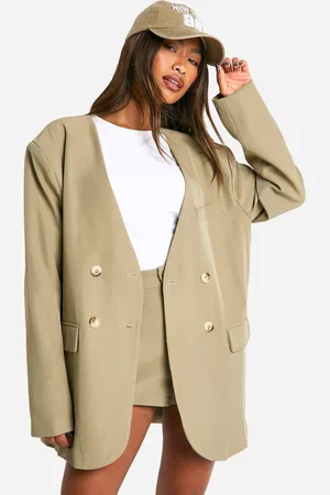Boohoo Womens Marl Collarless Relaxed Fit Blazer - - Size 6 UK