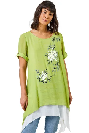 Roman Womens Floral Print Asymmetric Tunic Top - - Size 10 UK