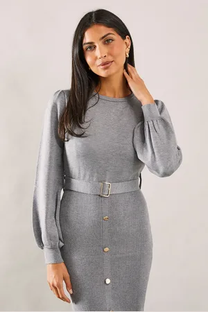 wallis Womens Belted Button Down Midi Jumper Dress - viscose - Size X-Large