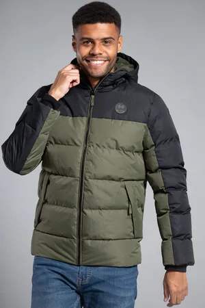Tokyo Laundry Mens Colourblock Two Tone Hooded Padded Jacket - Size Large