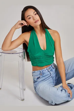 Pink Vanilla Womens Gathered Halter Neck Slinky Top - - Size Small