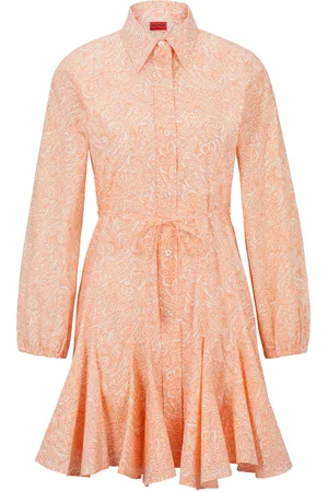 HUGO BOSS Womens Karoma-1 Long Sleeve Shirt Dress in Cotton - Size 10 UK