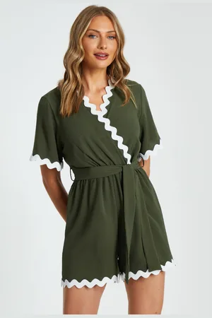 Quiz Womens Wavy Trim Playsuit - Size Medium