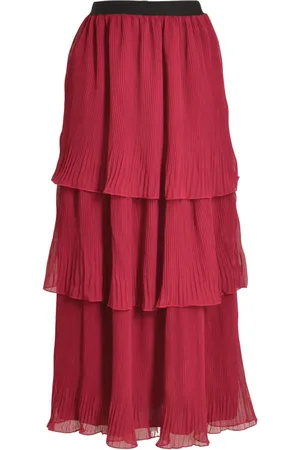 Oasis Womens Tiered Plisse Maxi Skirt - Cotton - Size 10 UK