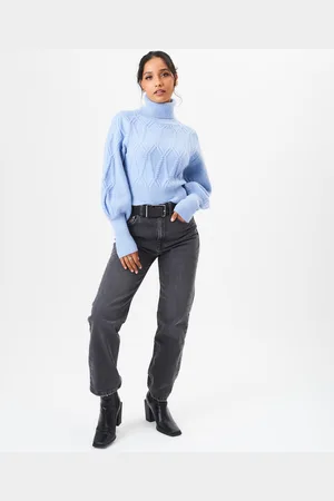 Gini London Womens High Neck Knit Crop Jumper - - Size L/XL