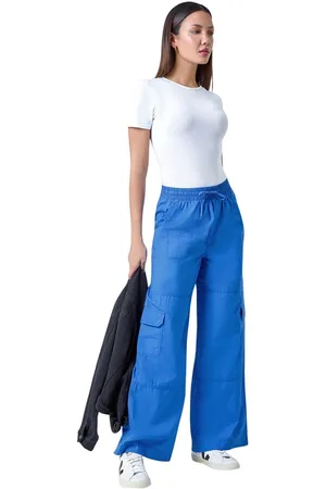 Roman Womens Elastic Waist Cotton Wide Leg Cargo Trousers - - Size 10 UK