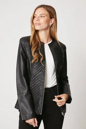 wallis Womens Faux Leather Pleat Detail Jacket - Size 10 UK