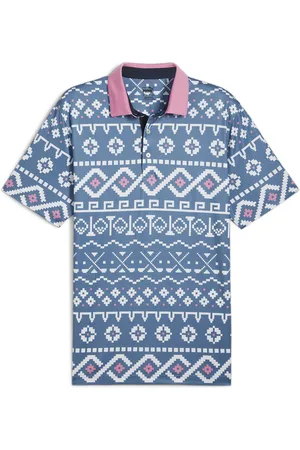 PUMA Mens Fair Isle Print Golf Polo Shirt - - Size Large