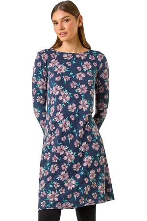 Roman Womens Floral Print Swing Stretch Midi Dress - - Size 10 UK