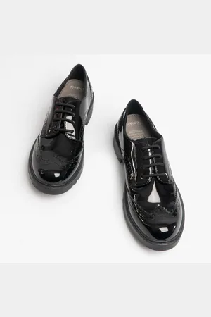 Geox JR CASEY Girls Patent Brogue School Shoes - Size UK 6.5