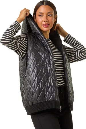 Roman Womens Reversible Hooded Knit Gilet - - Size 16 UK