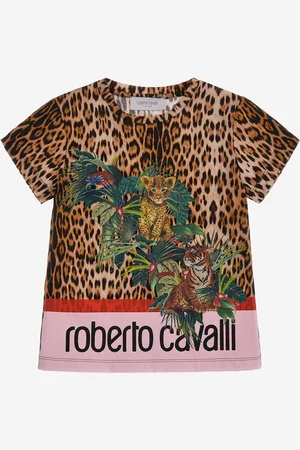 Roberto Cavalli Girls Leopard Heritage T-Shirt in - Size 16Y