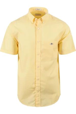 GANT Mens Reg Poplin Short Sleeve Shirt Banana - Size Medium
