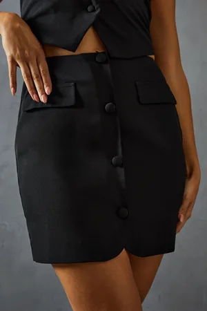 MissPap Womens Tailored Button Down Mini Skirt - - Size 12 UK