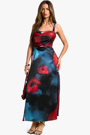 Boohoo Womens Floral Satin Corset Midaxi Dress - - Size 16 UK