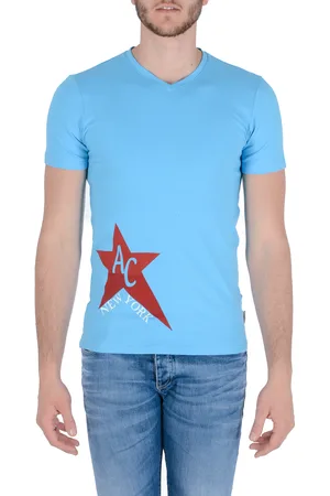 Andrew Charles By Andy Hilfiger Mens T-Shirt KENAN AZURE S6 - Cotton - Size Small