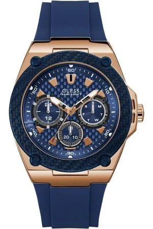 Guess W1049G2 Legacy Blue Dial Silicone Mens Watch - - One Size