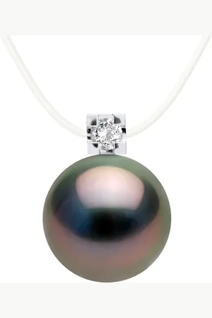 Diadema Womens - Necklace - Nylon - Tahiti Pearl and Real Diamond - - One Size