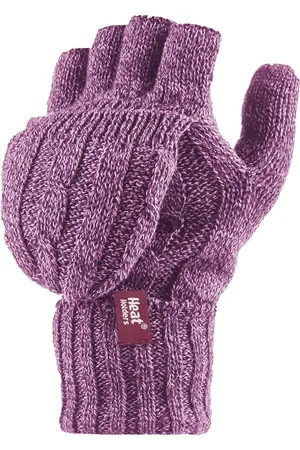 Heat Holders Womens Thermal Converter Fingerless Cable Knit 2.3 tog Gloves - - One Size