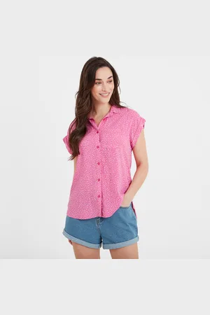 Tog 24 Alston Womens Short Sleeve Shirt Bubblegum Pebble Print viscose - Size 12 UK