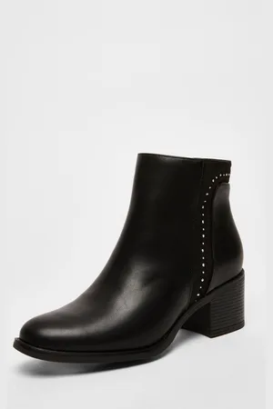 Quiz Womens Faux Leather Embellished Ankle Boot - Size UK 7
