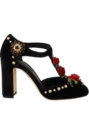Dolce & Gabbana WoMens Mary Jane Pumps Roses Crystals Shoes viscose - Size 35.5 EU/IT