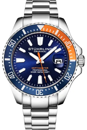 Stuhrling Mens Blue and Orange Depthmaster Quartz 42mm - - One Size