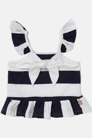 Angel & Rocket Girls Billie Jersey Stripe Bow Vest - Cotton - Size 12Y